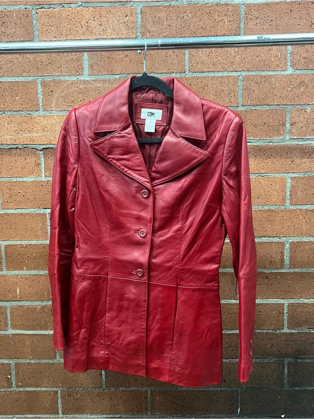 Y2K Vintage Genuine Lambskin Red Leather Jacket. Soft, high-quality material.